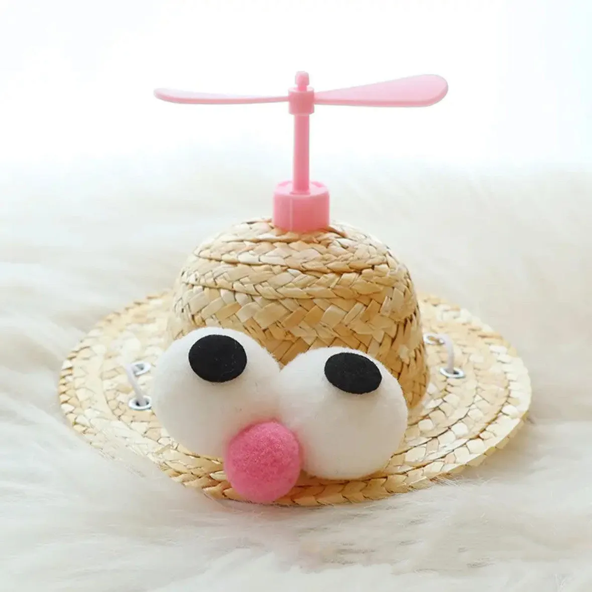 Pet cute hat decorative puppy cap made of mixed cloth and grass in small flower style on small dog