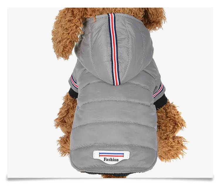 Grey cotton autumn dog clothes for small to large pets with back length 19-39 cm