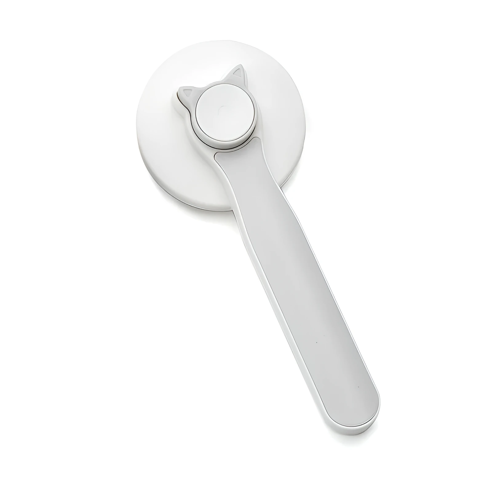 Blue self-cleaning slicker brush for dogs and cats with rubber handle and stainless steel pins.