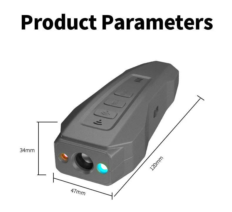 Ultrasound bark stopper in black orange colour, rechargeable plastic device for dog barking prevention