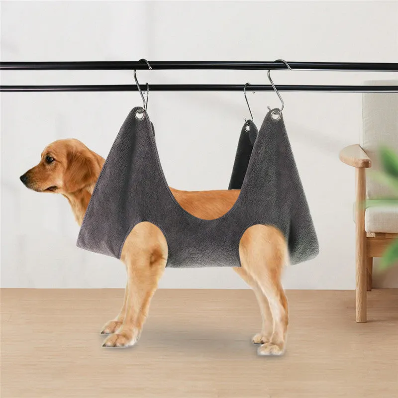 Dog grooming hammock in blue cloth for bathing and nail trimming for small medium large dogs and cats