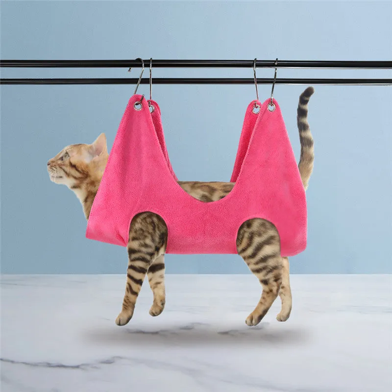 Dog grooming hammock in blue cloth for bathing and nail trimming for small medium large dogs and cats