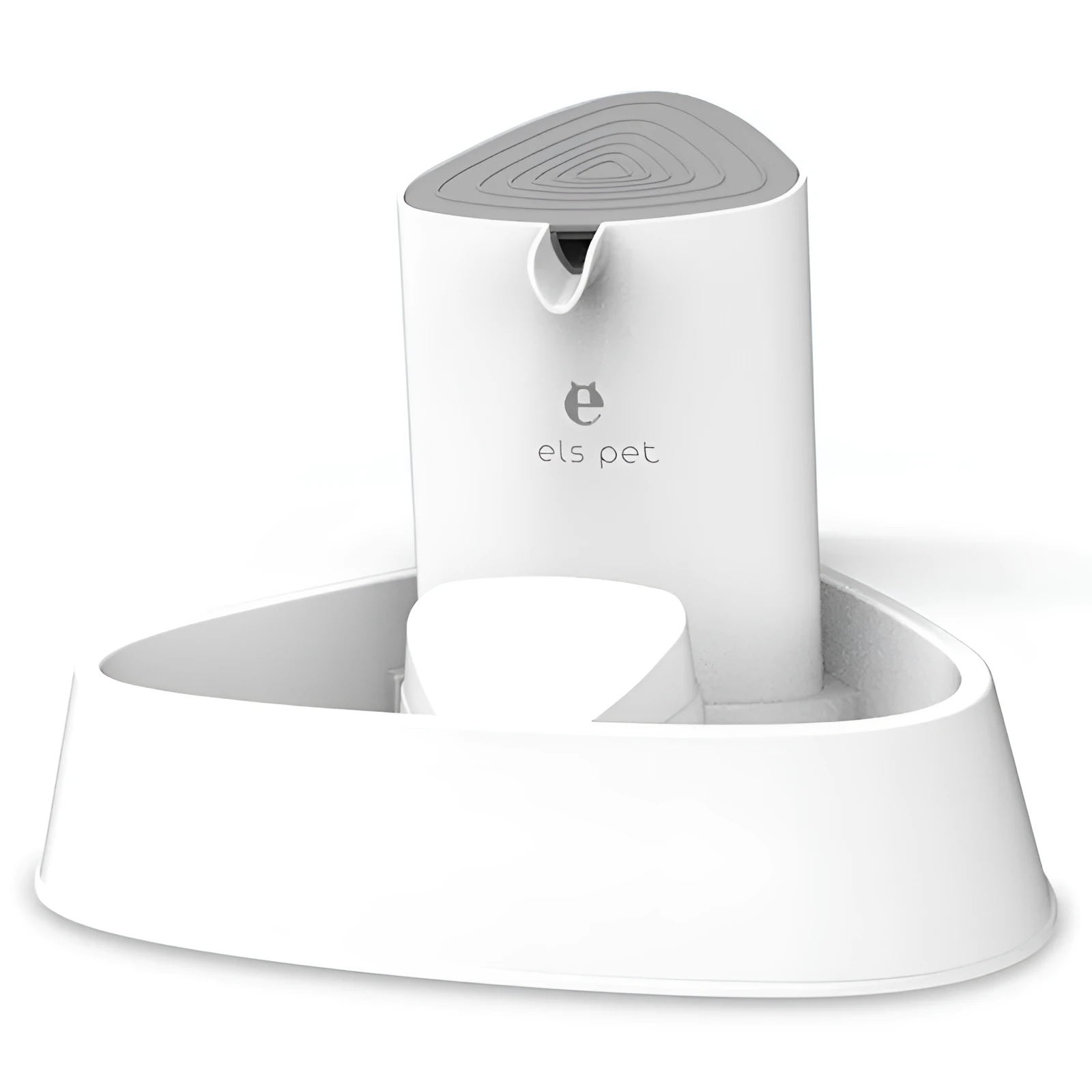 Ceramic white 1.8L pet water dispenser with quadruple filtration and silent pump for dogs and cats