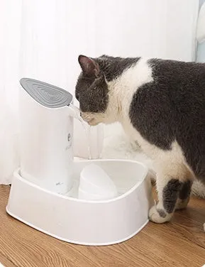 Ceramic white 1.8L pet water dispenser with quadruple filtration and silent pump for dogs and cats