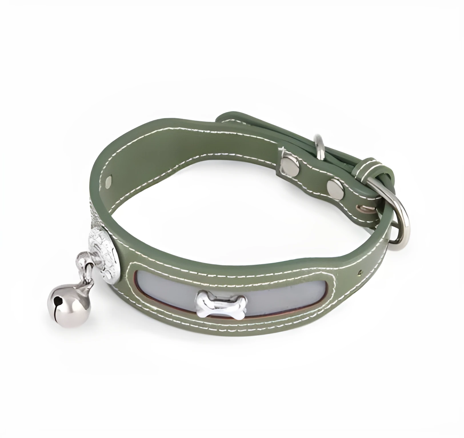 Reflective PU dog and cat collar in black with monochrome design