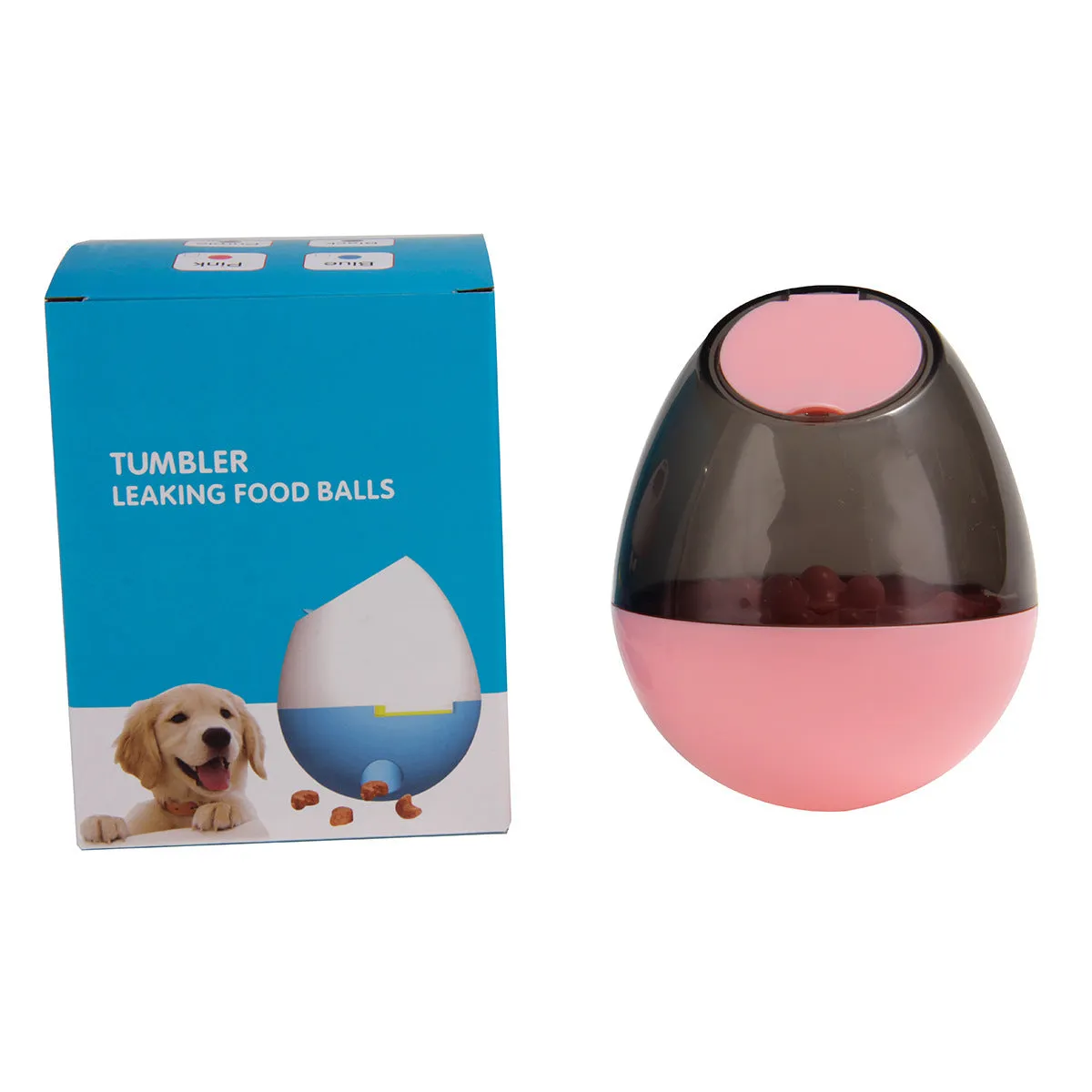 Interactive dog cup food dispenser leaky ball in black, hard plastic, large size