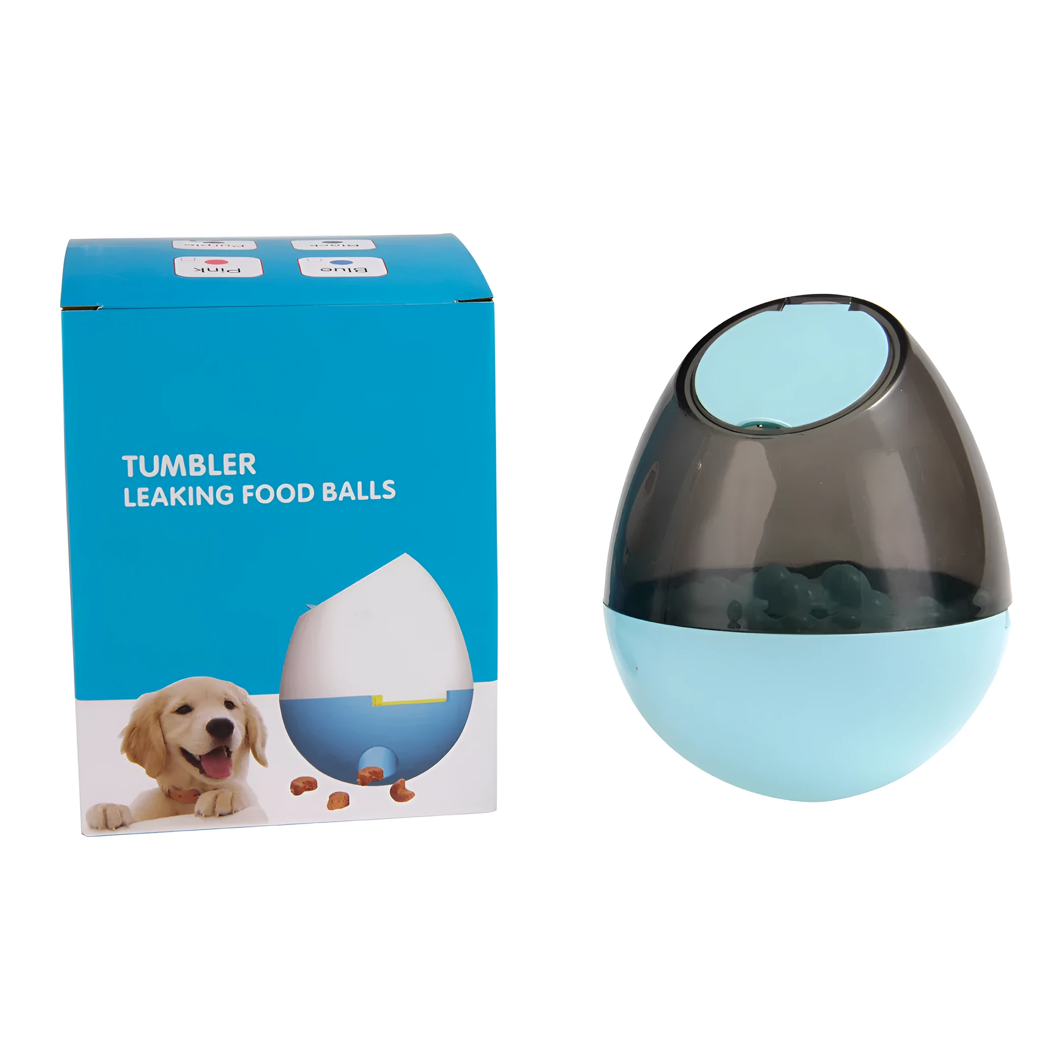 Interactive dog cup food dispenser leaky ball in black, hard plastic, large size