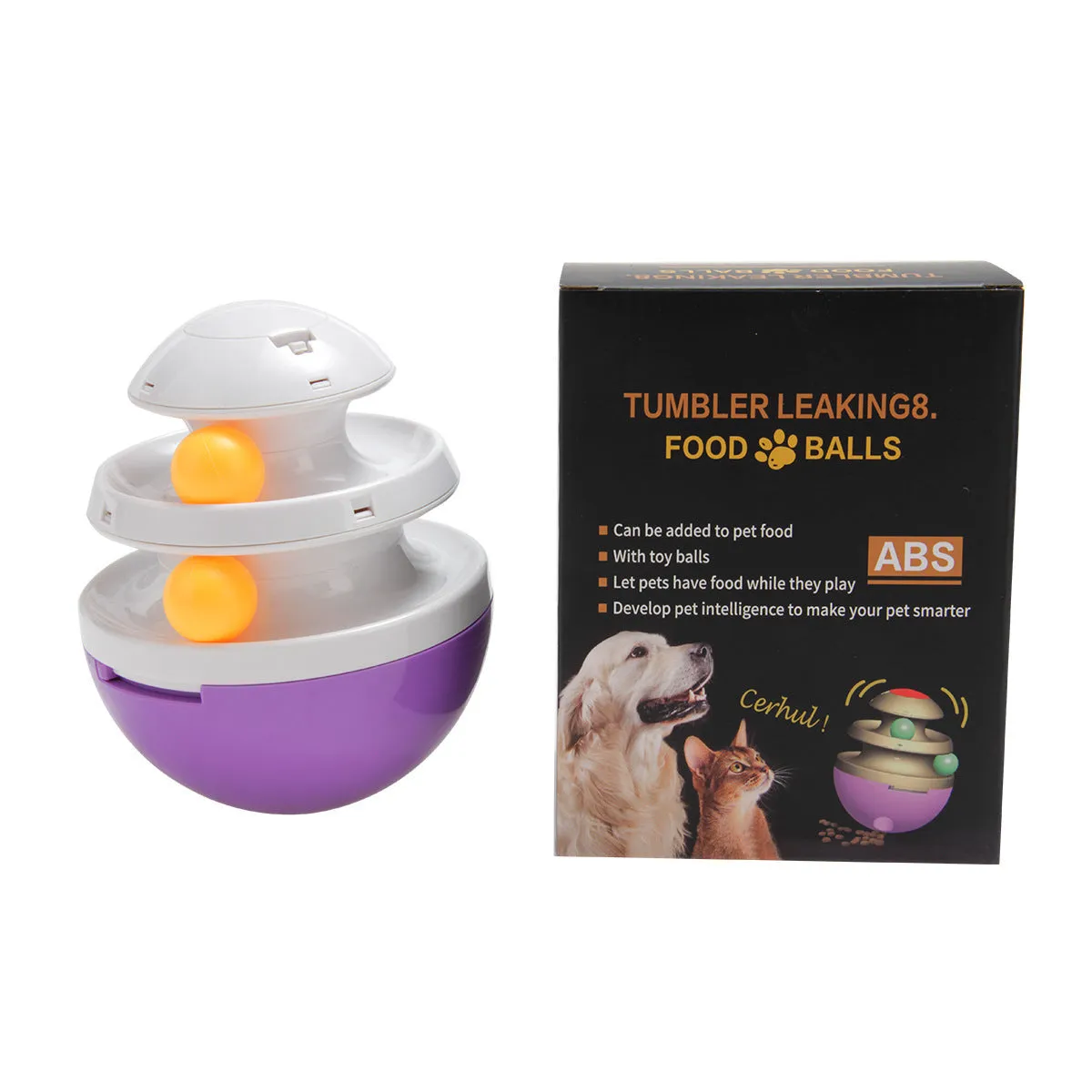 Interactive dog cup food dispenser leaky ball in black, hard plastic, large size