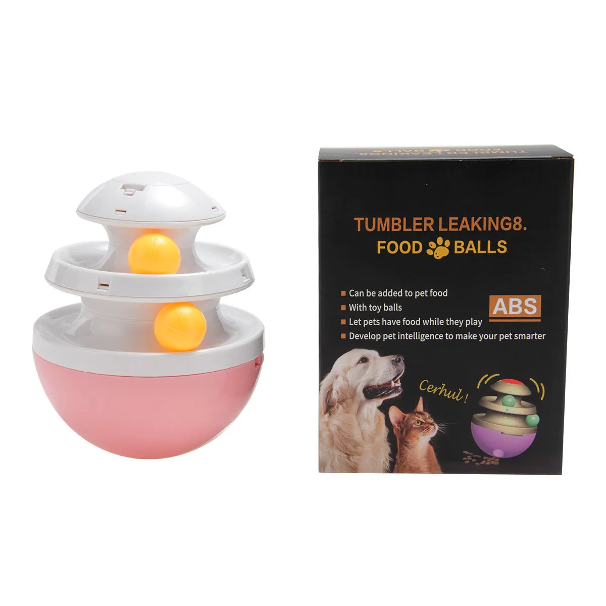 Interactive dog cup food dispenser leaky ball in black, hard plastic, large size