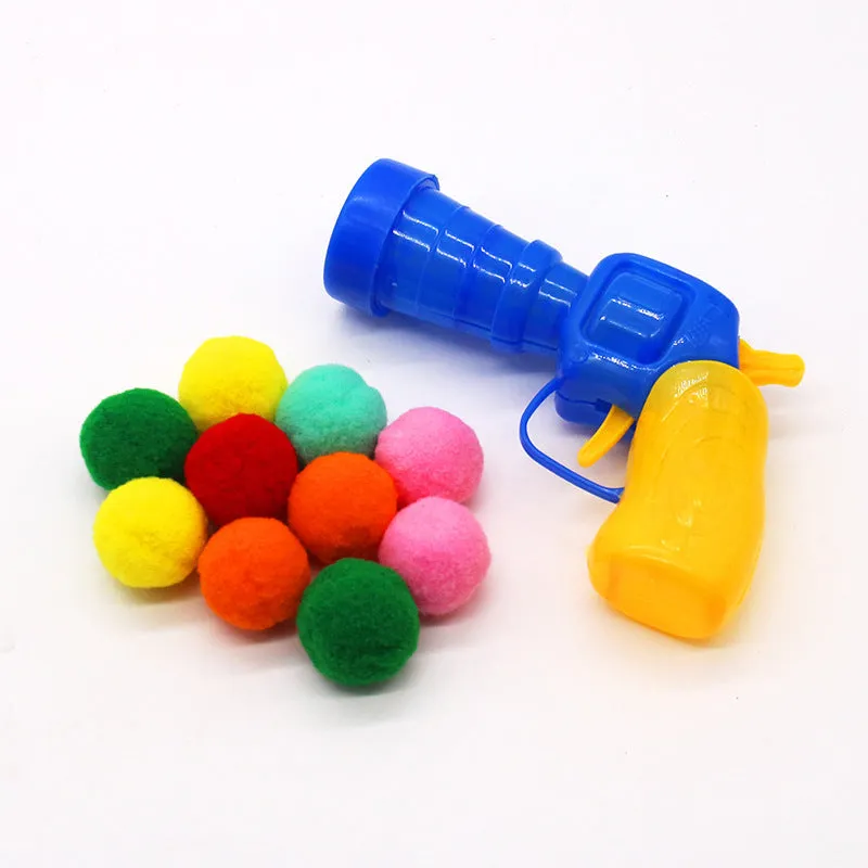 30cm pet toy launcher gun with multiple soft plush firing balls for cats and dogs