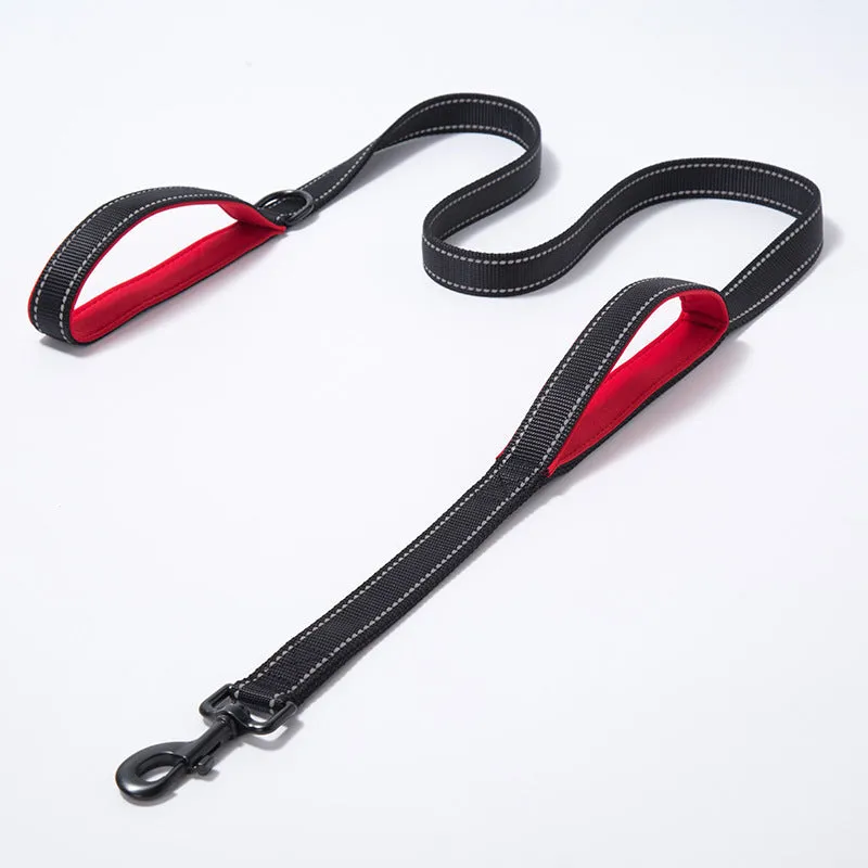 Reflective double-thickened nylon dog leash in 2.5cm width, available in multiple colours on a plain background