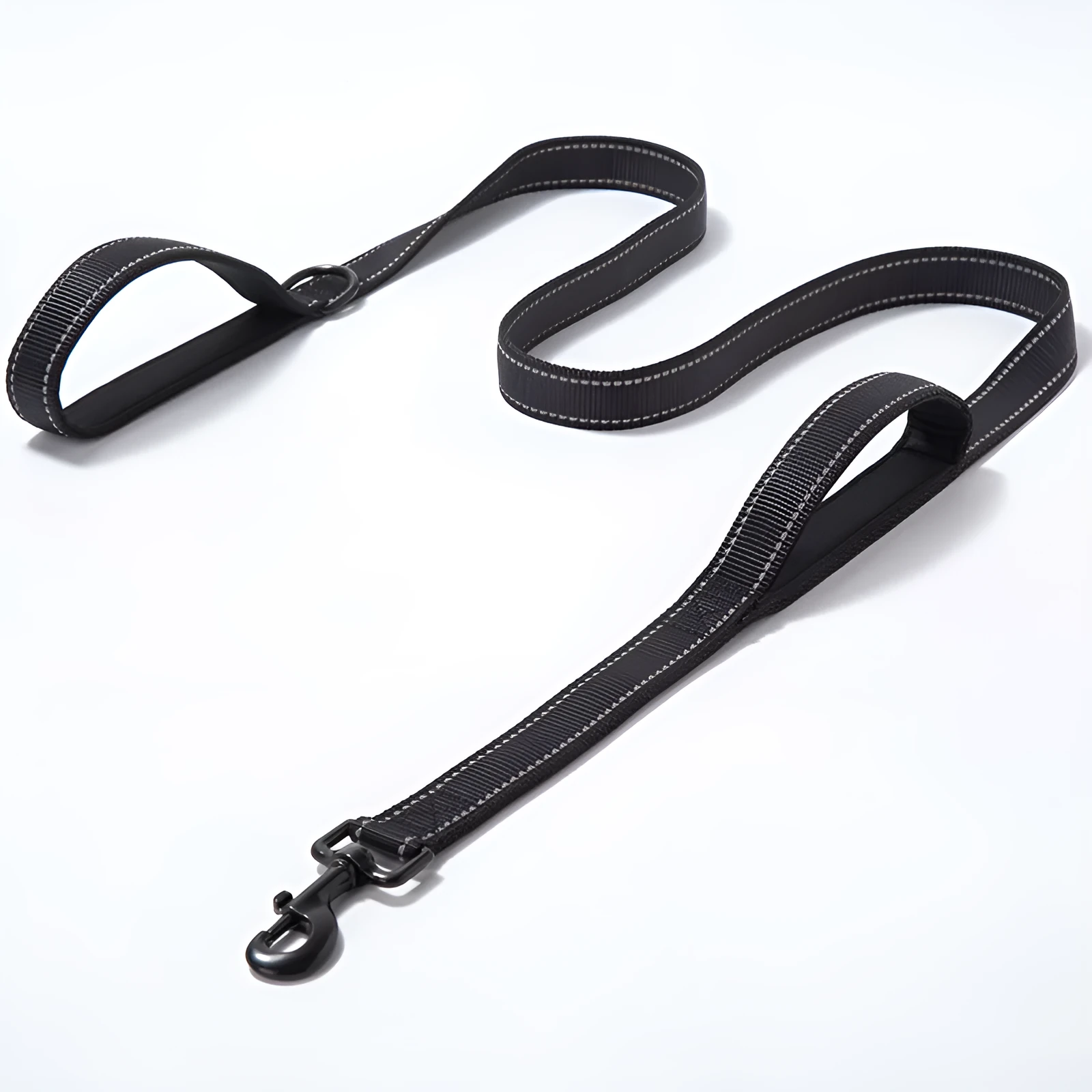Reflective double-thickened nylon dog leash in 2.5cm width, available in multiple colours on a plain background