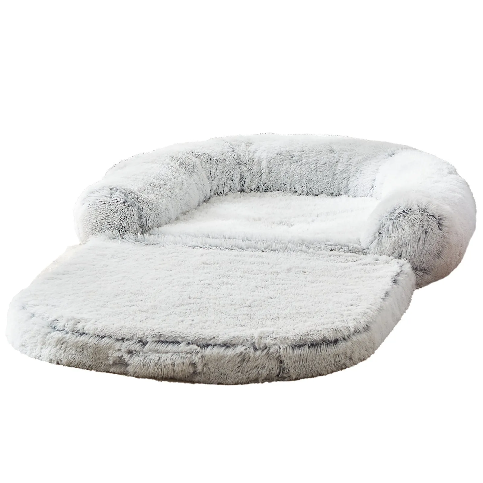 Large pet bed foldable sofa for dogs 180x115x25cm long hair gray removable washable cover