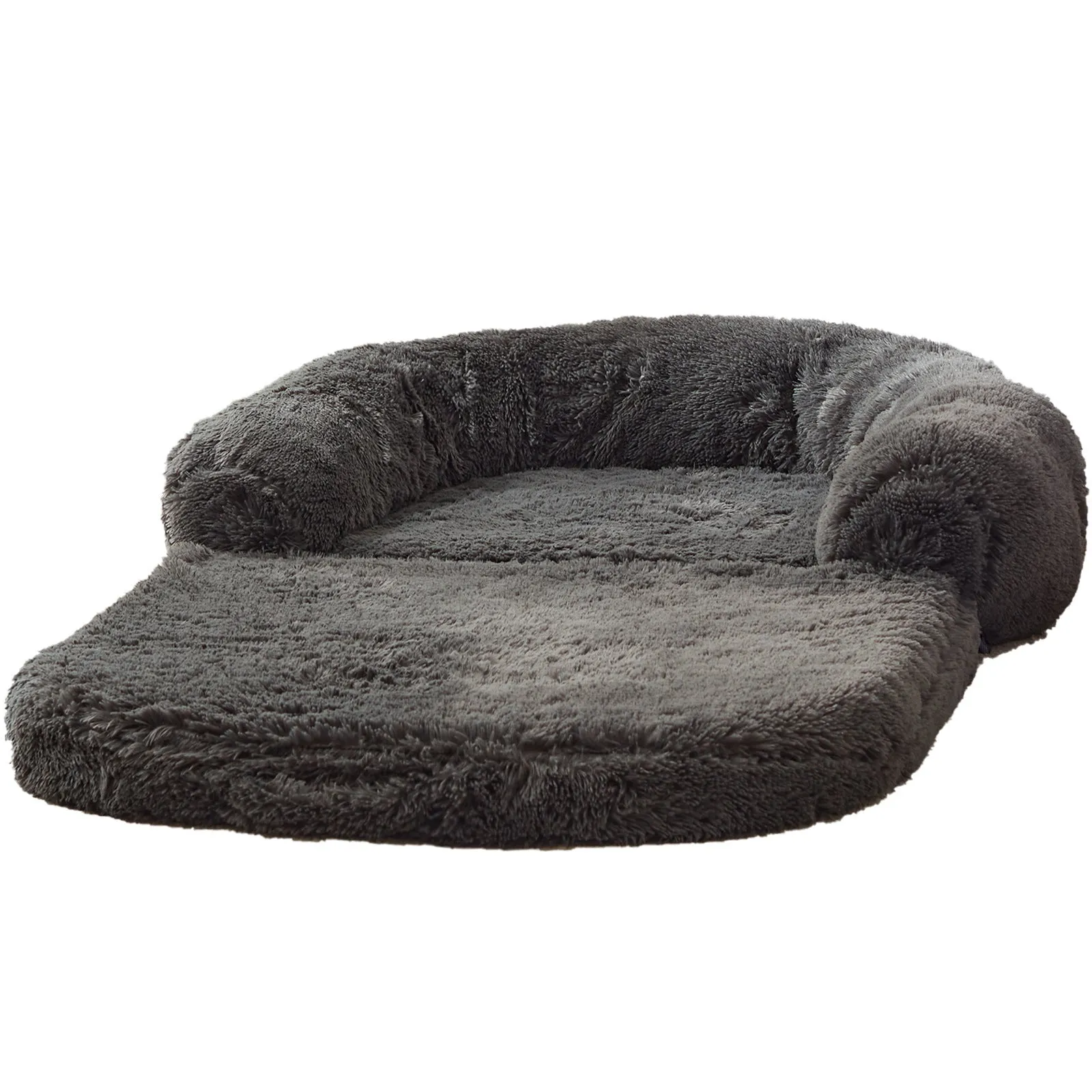 Large pet bed foldable sofa for dogs 180x115x25cm long hair gray removable washable cover