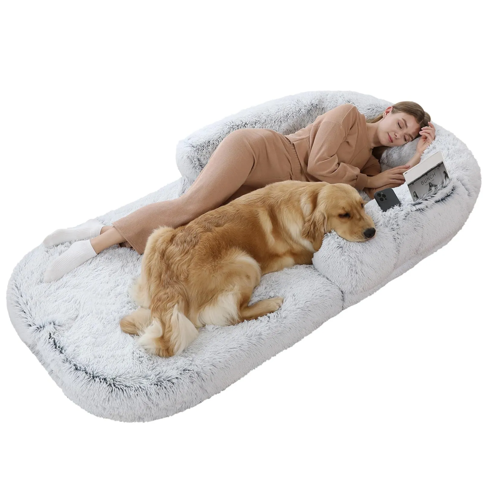 Large pet bed foldable sofa for dogs 180x115x25cm long hair gray removable washable cover