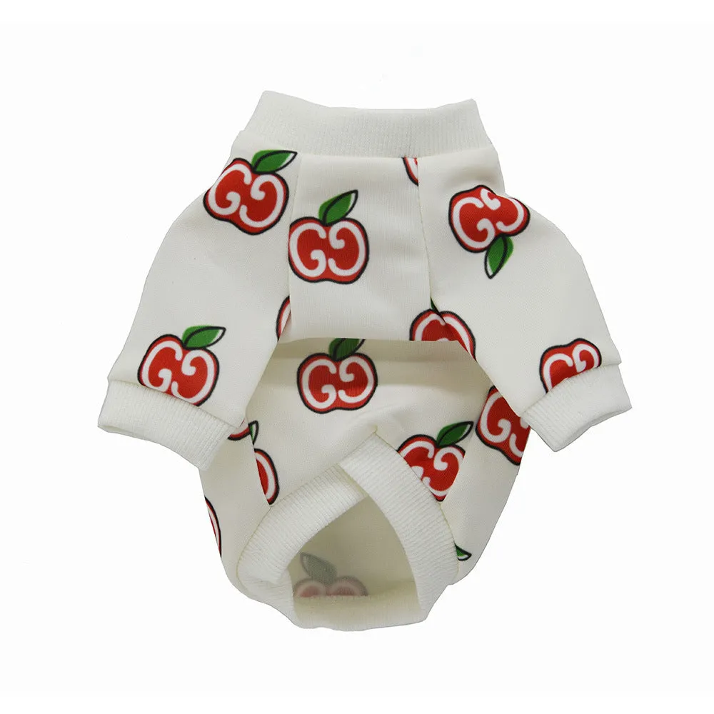 Two-legged polyester dog clothing in white casual style with open back design