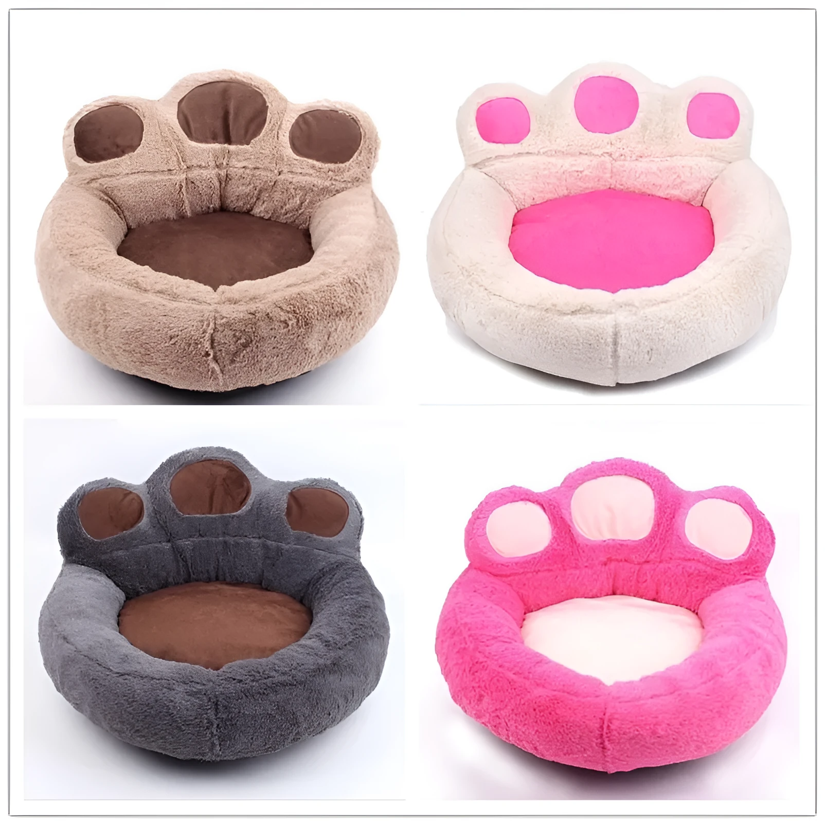Bear paw kennel teddy pet mat in coffee colour, short plush fabric on floor
