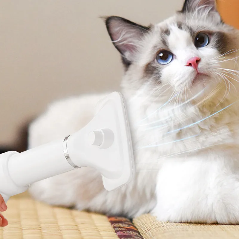 3rd generation pet hair dryer comb in white ABS for cats and dogs with comb attachment