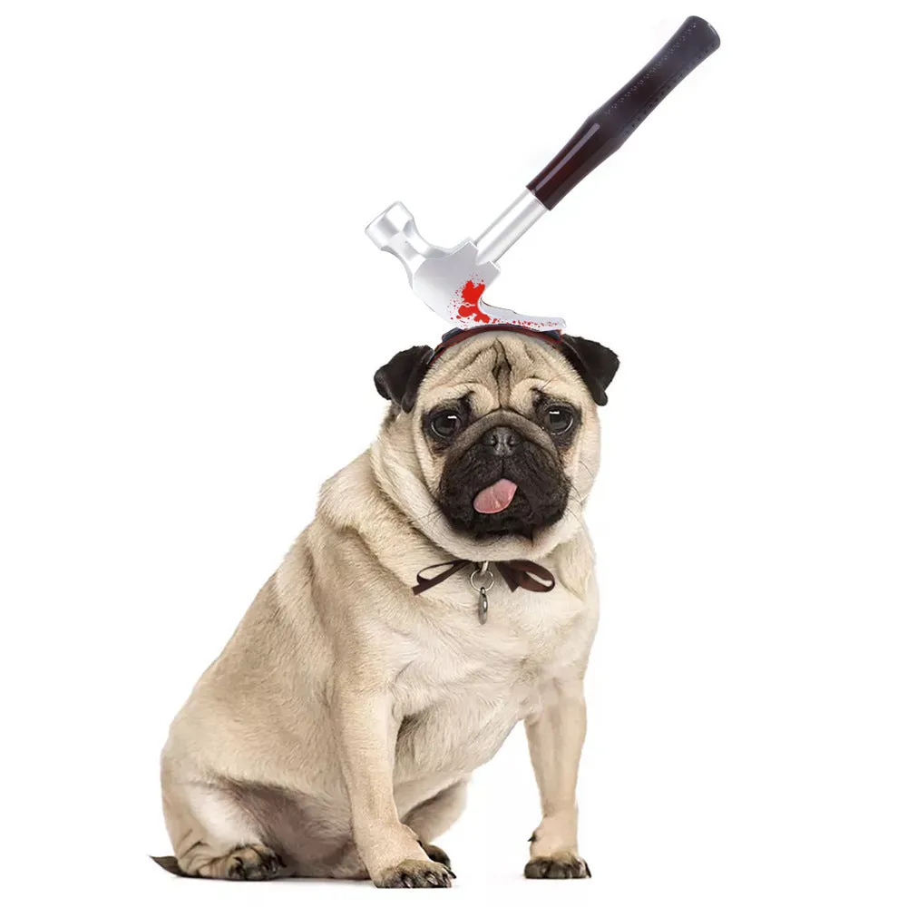 Pet dog cat Halloween cloth headdress with adjustable rope, S and M sizes, printed design