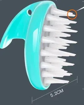 Green silicone pet massage bath brush on white background, 95x80x73mm grooming tool for dogs