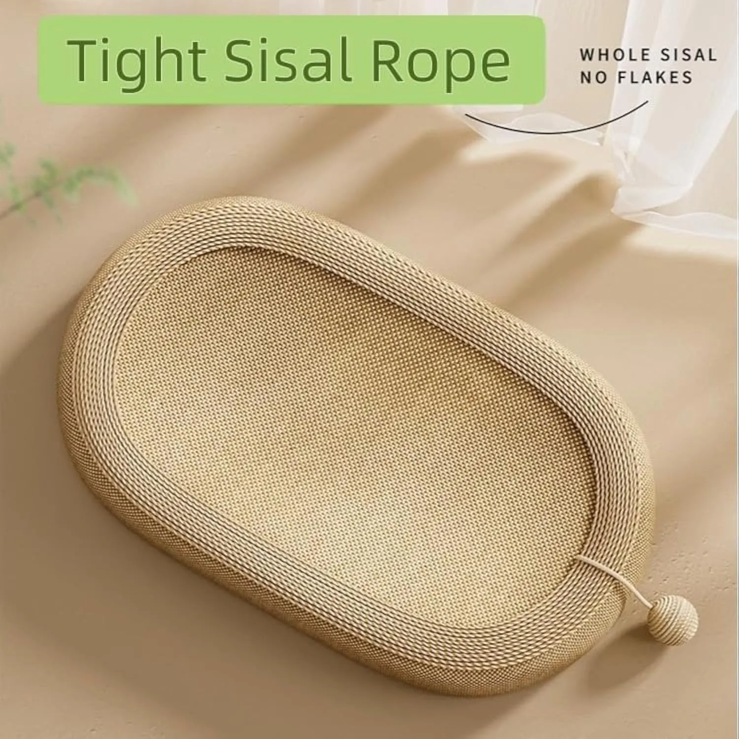 Large natural sisal cat scratching board with integrated lounge bed in dual-function design