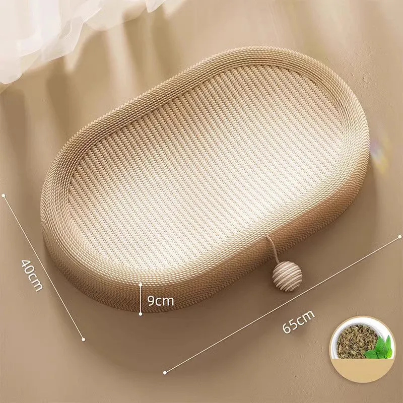 Large natural sisal cat scratching board with integrated lounge bed in dual-function design