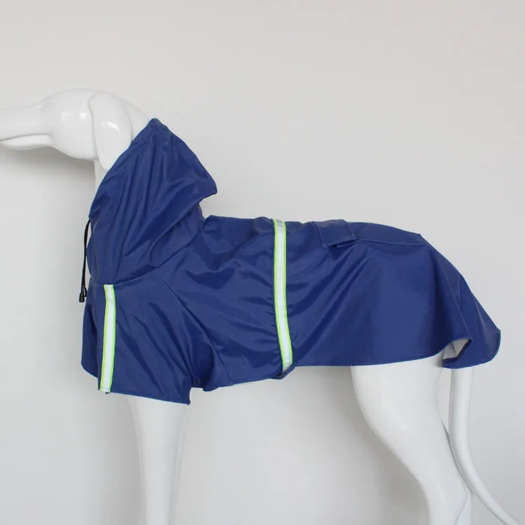 Windproof rainproof PU pet raincoat in blue for dogs and cats with adjustable fit