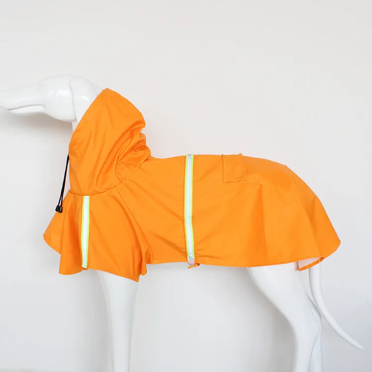 Windproof rainproof PU pet raincoat in blue for dogs and cats with adjustable fit