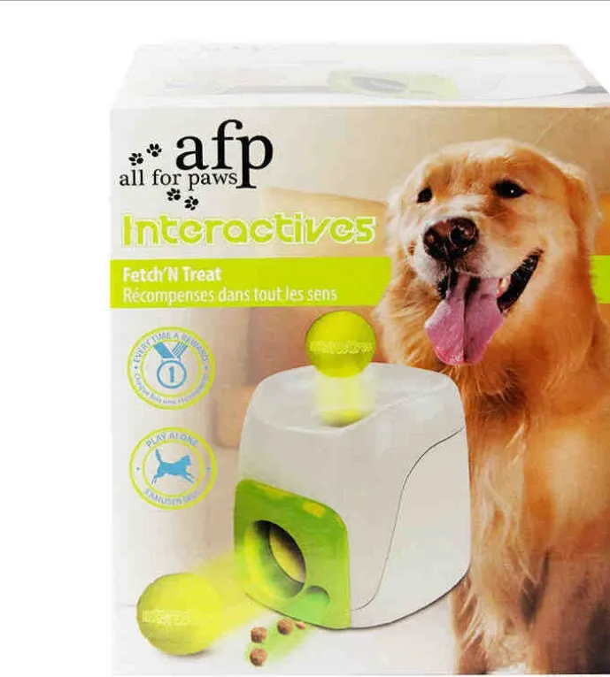 Dog tennis food award machine interactive treat dispenser with tennis ball, ABS plastic, 16x16x20cm size