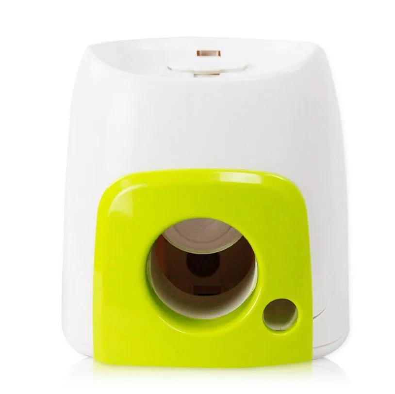 Dog tennis food award machine interactive treat dispenser with tennis ball, ABS plastic, 16x16x20cm size
