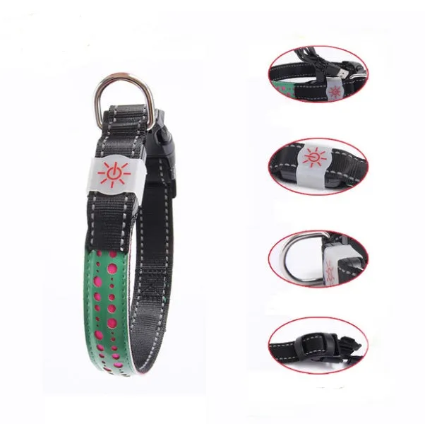 LED light pet collar USB rechargeable adjustable 40-60cm length 2.5cm width for dogs cats