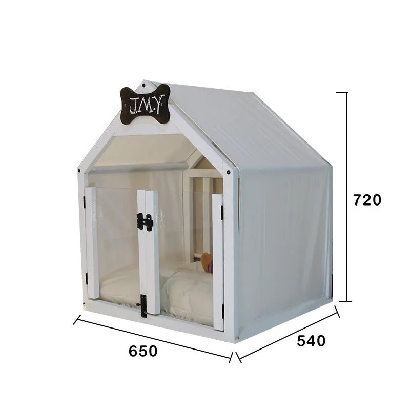 Wooden pet house for cats and small dogs in white finish, removable and washable