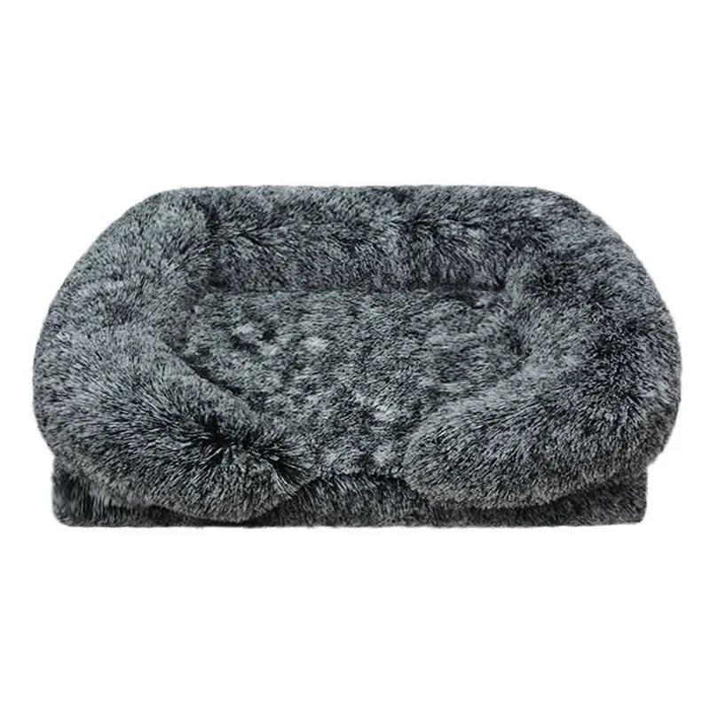 Removable washable square pet house dog bed in gradient grey waterproof cloth size L