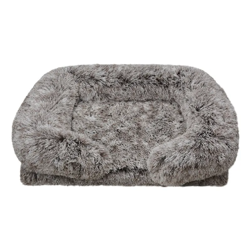 Removable washable square pet house dog bed in gradient grey waterproof cloth size L