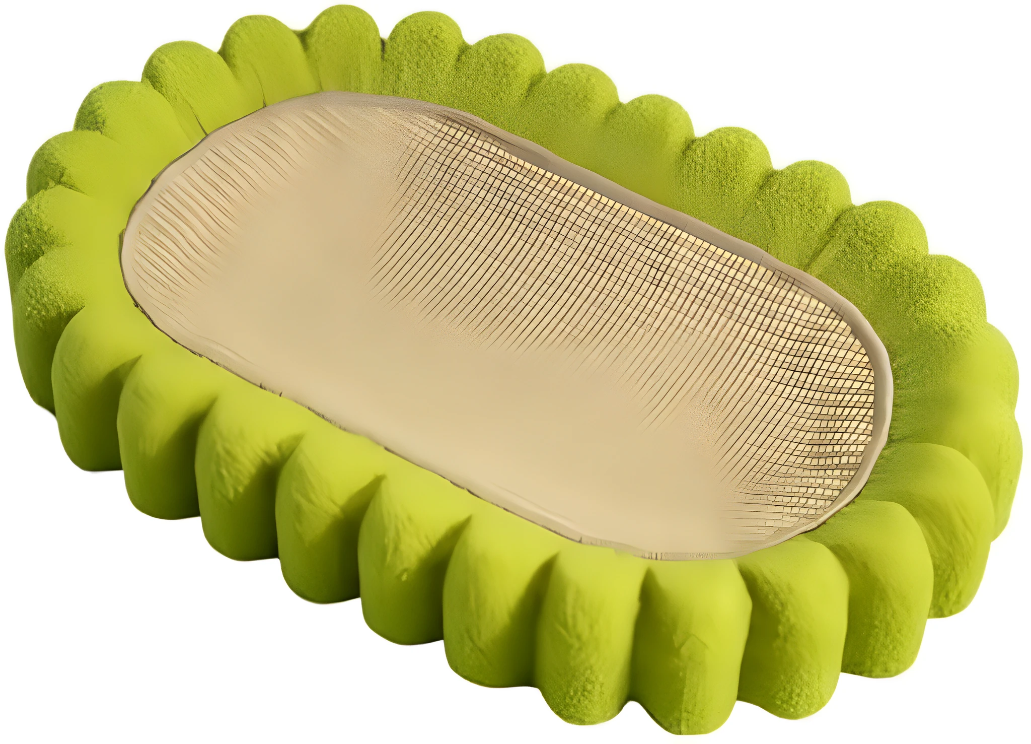 Green oval cat scratch pad bowl bed with sisal scratching surface
