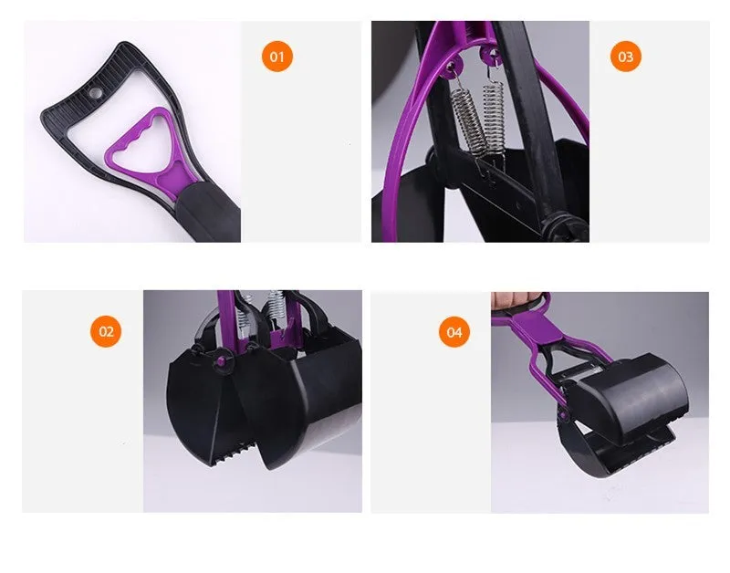 Foldable purple ABS plastic pet toilet for puppy poop picking up with 60cm length