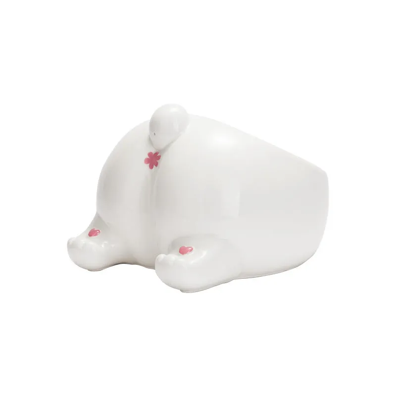Ceramic pet bowl with inclined mouth design in a cute cat butt shape, suitable for cat or dog food and water