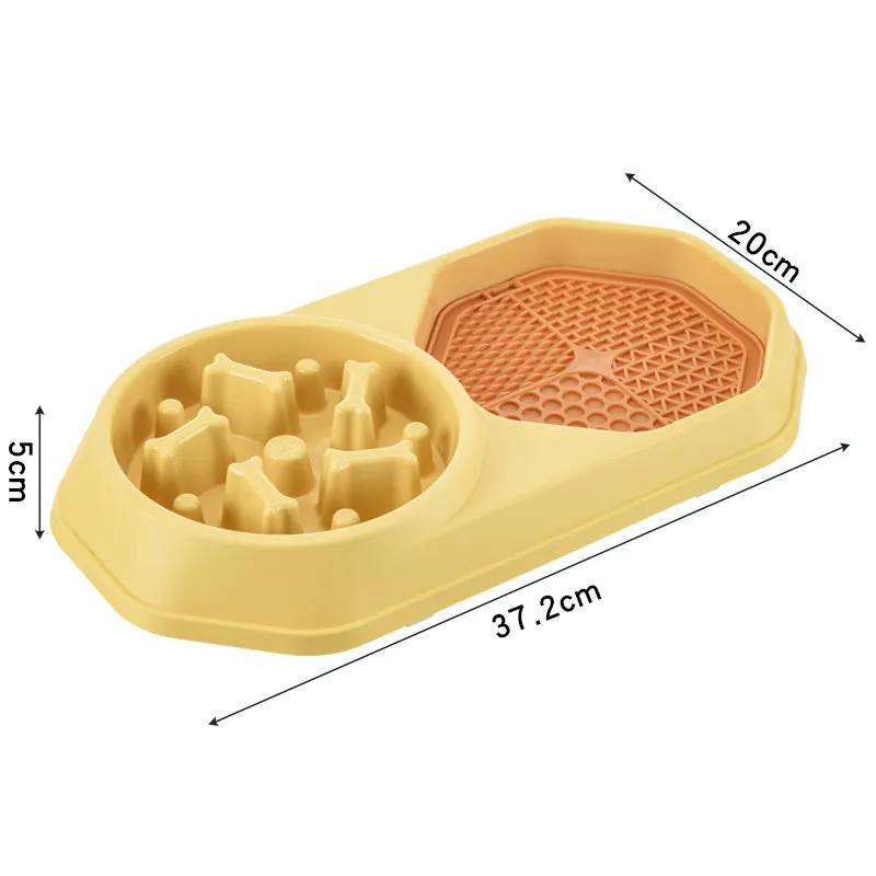 Blue slow feeder dog bowl with puzzle design and non-slip base for small medium dogs