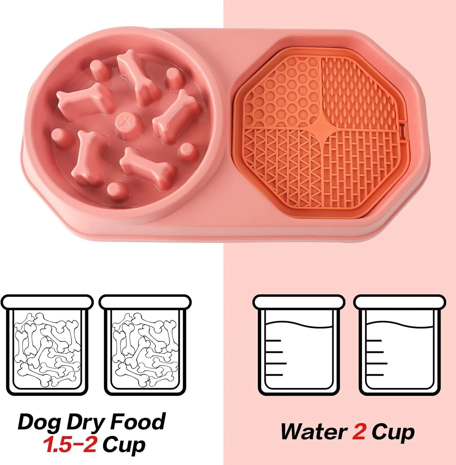 Blue slow feeder dog bowl with puzzle design and non-slip base for small medium dogs