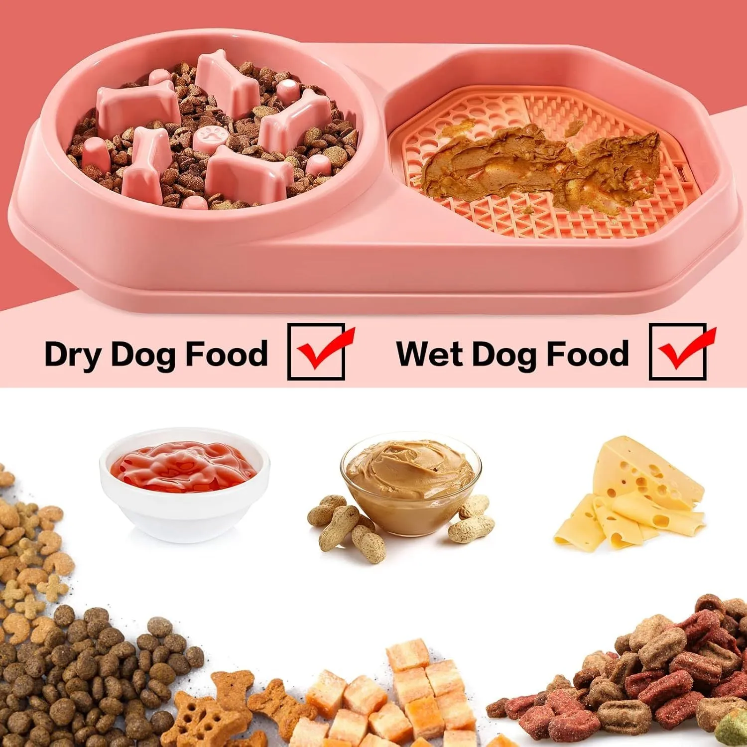 Blue slow feeder dog bowl with puzzle design and non-slip base for small medium dogs