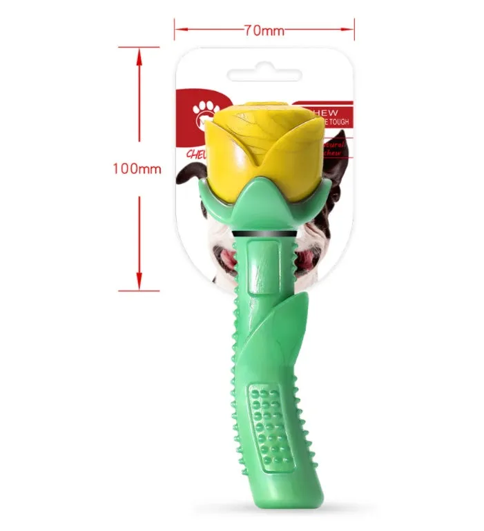 Yellow TPE dog teether molar stick for puppy teething and dental care
