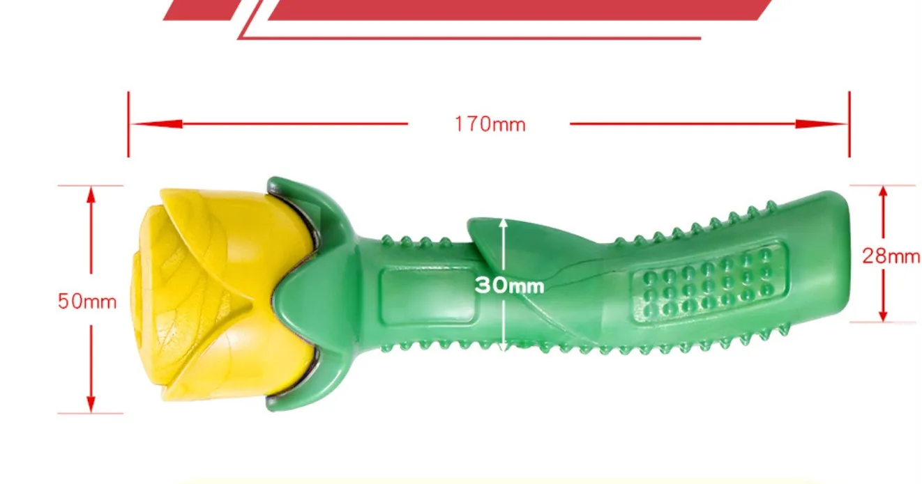 Yellow TPE dog teether molar stick for puppy teething and dental care