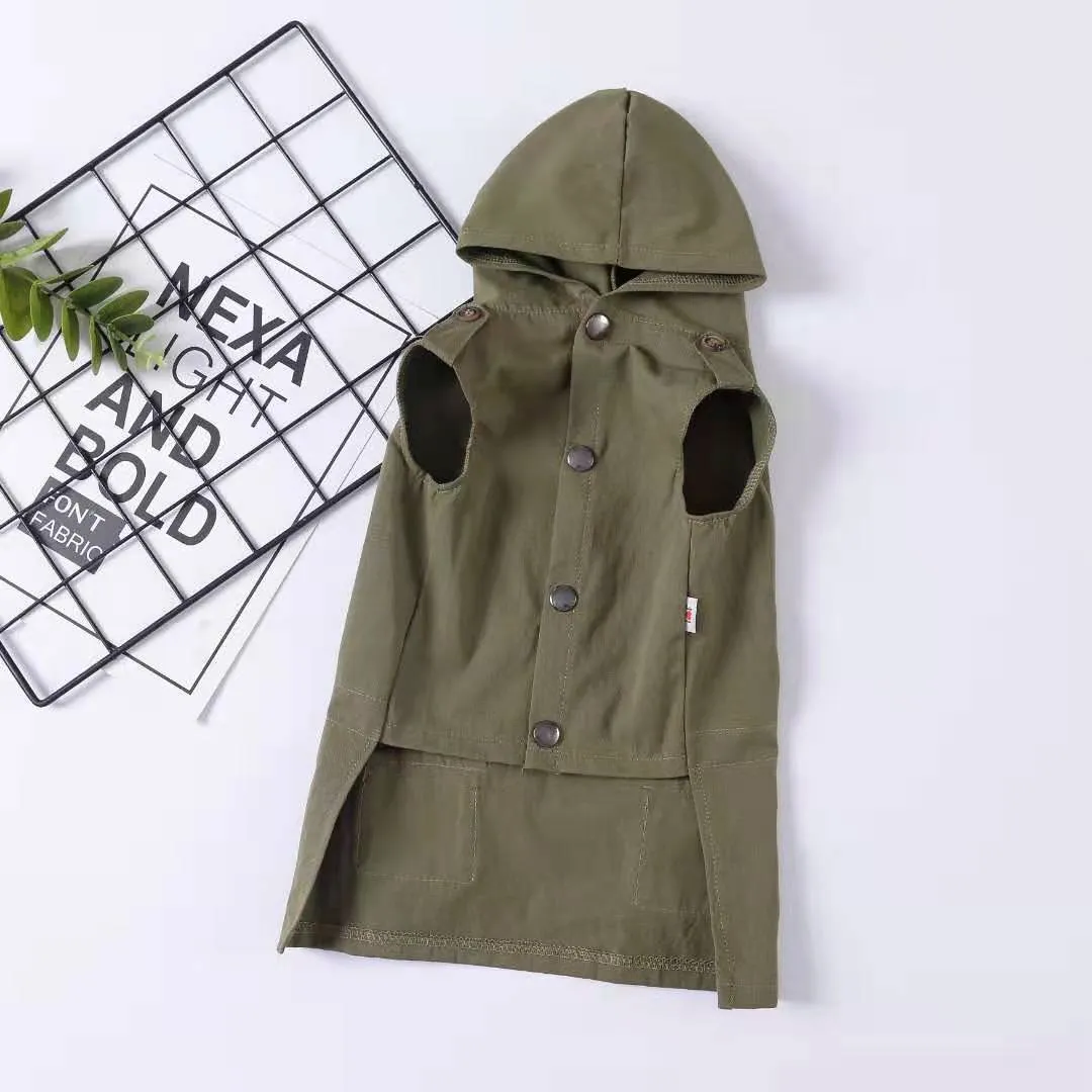Hooded pure cotton dog sweater with Snowflake pattern in Khaki colour for small dogs