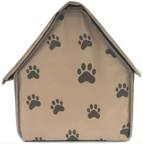 Foldable brown fabric dog mattress for cage, 47x49x49 cm, with door opening 22x26 cm
