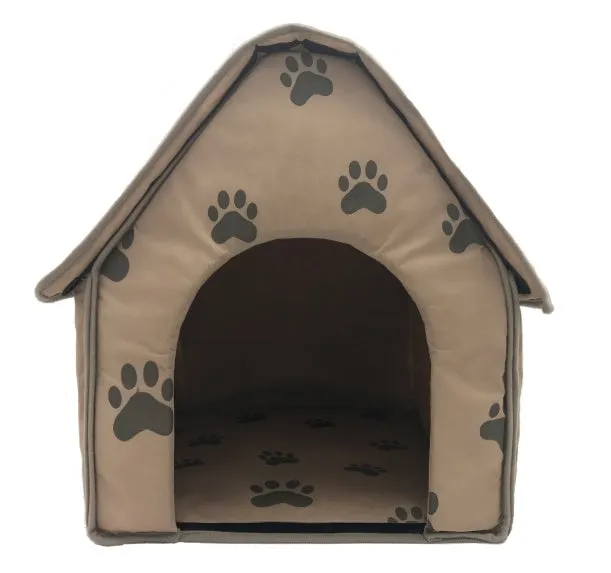 Foldable brown fabric dog mattress for cage, 47x49x49 cm, with door opening 22x26 cm