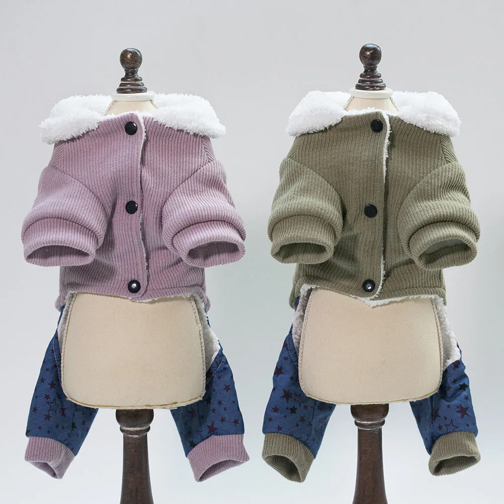 Bone clothes pet clothing in cotton for dog, green colour, side view