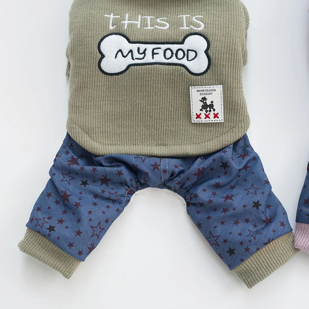 Bone clothes pet clothing in cotton for dog, green colour, side view