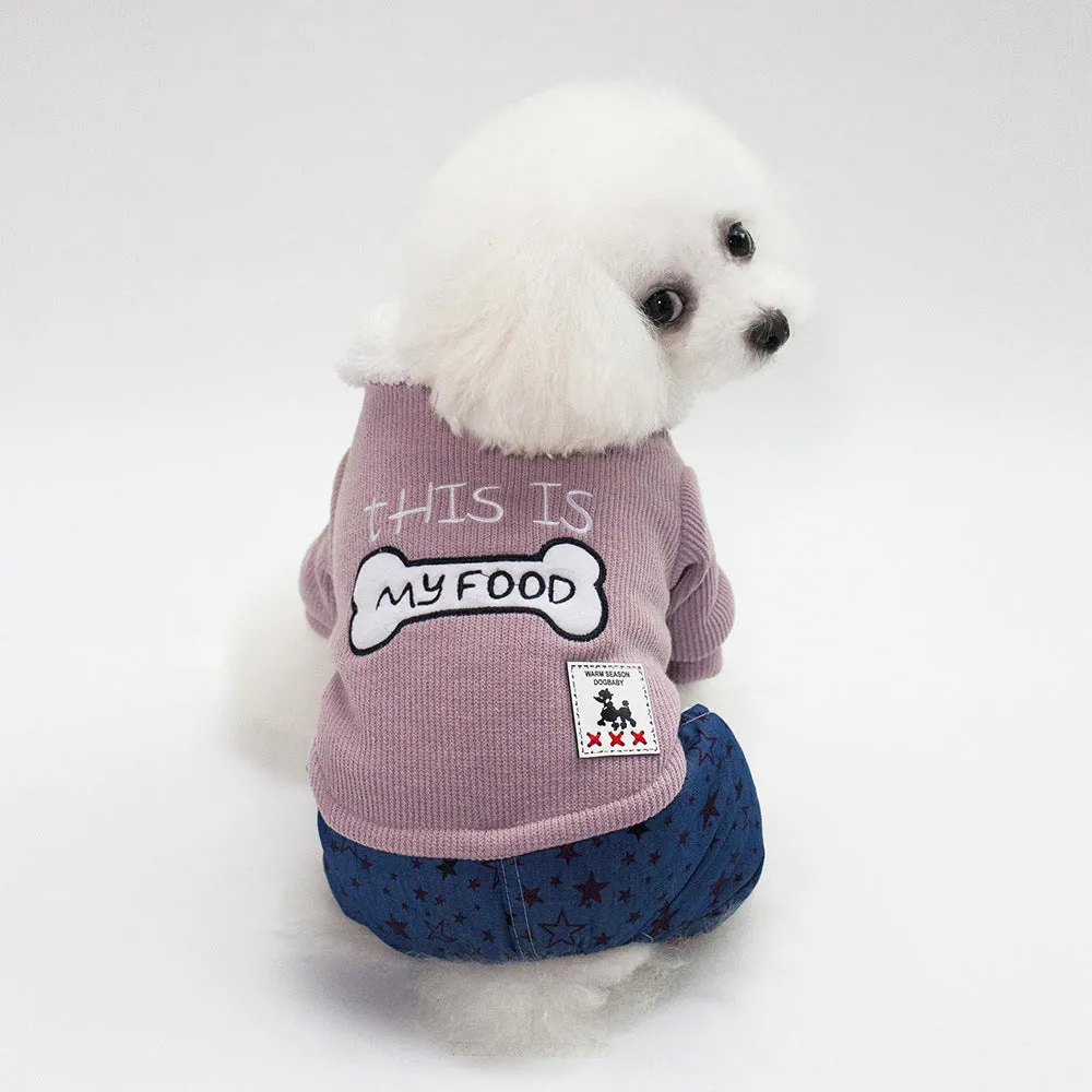 Bone clothes pet clothing in cotton for dog, green colour, side view