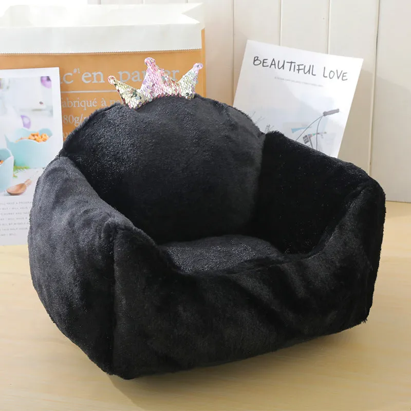 Multifunctional cloth dog bed mat for small medium dogs in grey, with size S (50x45x25 cm)