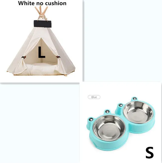 Wooden cat kennel with white canvas pad in medium size.